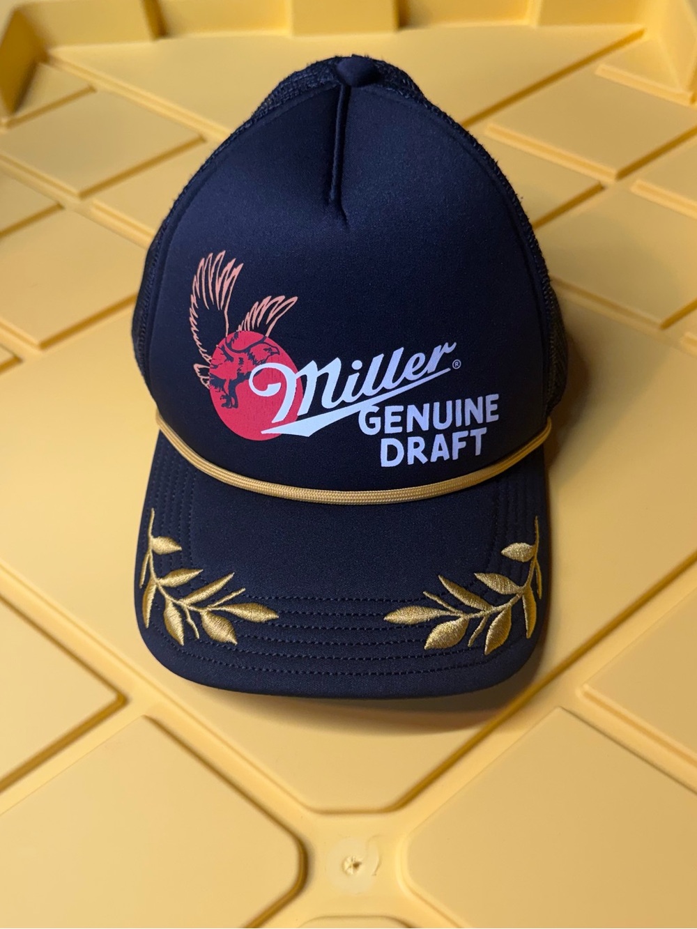 Miller Genuine Draft Black & Gold Trucker Hat